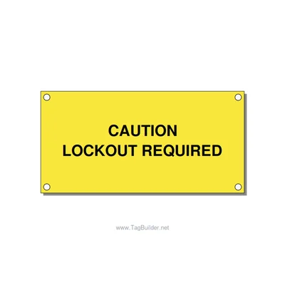 4.0x2.0" Caution Safety Label - CAUTION LOCKOUT REQUIRED, Black/Yellow, Holes thumbnail