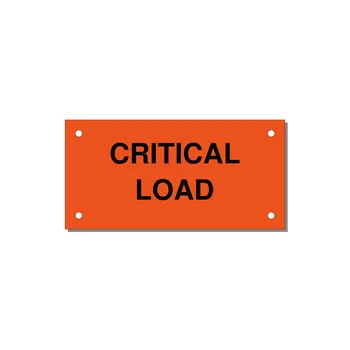 4.0x2.0" Critical Equipment Label - CRITICAL LOAD — 4x2" Black on Orange, Holes
