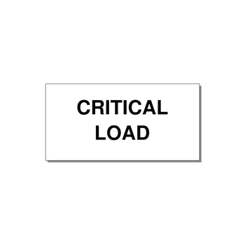 4.0x2.0" Critical Equipment Label - CRITICAL LOAD — 4x2" Black on White, Adhesive