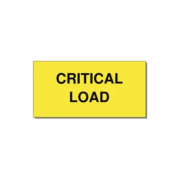 4.0x2.0" Critical Equipment Label - CRITICAL LOAD — 4x2" Black on Yellow, Adhesive