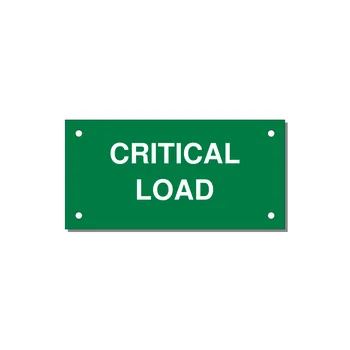 4.0x2.0" Critical Equipment Label - CRITICAL LOAD — 4x2" White on Green, Holes