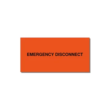 4.0x2.0" Disconnect Switch Label - EMERGENCY DISCONNECT — 4x2" Black on Orange, Adhesive