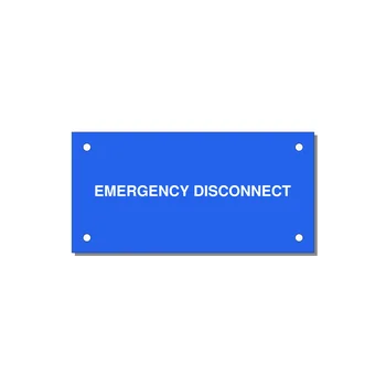 4.0x2.0" Disconnect Switch Label - EMERGENCY DISCONNECT — 4x2" White on Blue, Holes