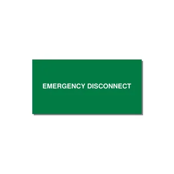 4.0x2.0" Disconnect Switch Label - EMERGENCY DISCONNECT — 4x2" White on Green, Adhesive