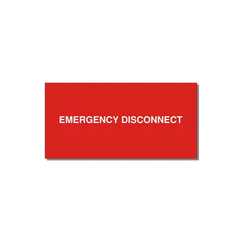 4.0x2.0" Disconnect Switch Label - EMERGENCY DISCONNECT — 4x2" White on Red, Adhesive