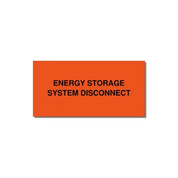 4.0x2.0" Disconnect Switch Label - ENERGY STORAGE SYSTEM DIS — 4x2" Black on Orange, Adhesive