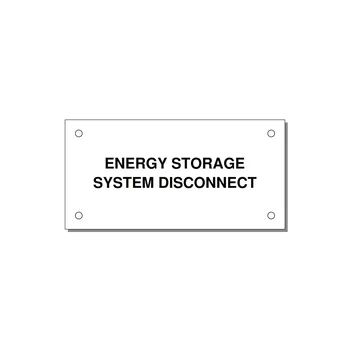 4.0x2.0" Disconnect Switch Label - ENERGY STORAGE SYSTEM DIS — 4x2" Black on White, Holes