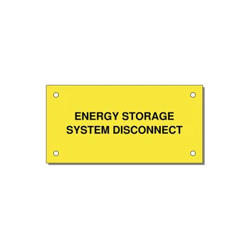 4.0x2.0" Disconnect Switch Label - ENERGY STORAGE SYSTEM DIS — 4x2" Black on Yellow, Holes