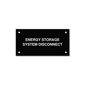 4.0x2.0" Disconnect Switch Label - ENERGY STORAGE SYSTEM DIS — 4x2" White on Black, Holes