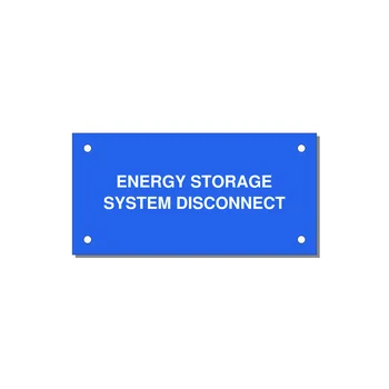 4.0x2.0" Disconnect Switch Label - ENERGY STORAGE SYSTEM DIS — 4x2" White on Blue, Holes
