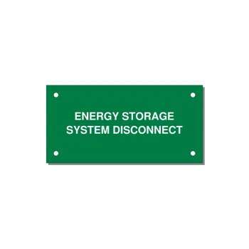 4.0x2.0" Disconnect Switch Label - ENERGY STORAGE SYSTEM DIS — 4x2" White on Green, Holes