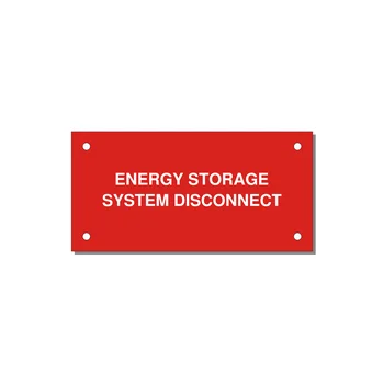 4.0x2.0" Disconnect Switch Label - ENERGY STORAGE SYSTEM DIS — 4x2" White on Red, Holes