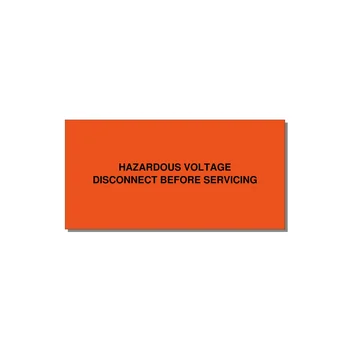 4.0x2.0" Disconnect Switch Label - HAZARDOUS VOLTAGE DISCONN — 4x2" Black on Orange, Adhesive