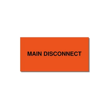 4.0x2.0" Disconnect Switch Label - MAIN DISCONNECT — 4x2" Black on Orange, Adhesive