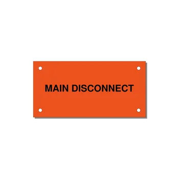 4.0x2.0" Disconnect Switch Label - MAIN DISCONNECT — 4x2" Black on Orange, Holes