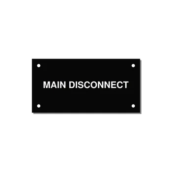 4.0x2.0" Disconnect Switch Label - MAIN DISCONNECT — 4x2" White on Black, Holes