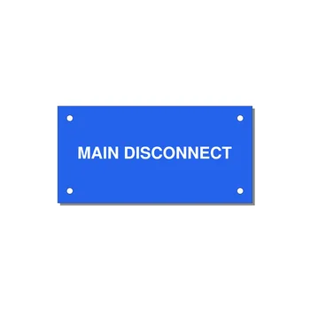 4.0x2.0" Disconnect Switch Label - MAIN DISCONNECT — 4x2" White on Blue, Holes