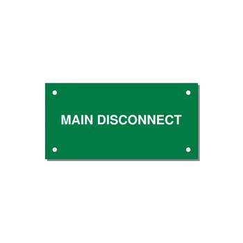 4.0x2.0" Disconnect Switch Label - MAIN DISCONNECT — 4x2" White on Green, Holes
