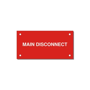 4.0x2.0" Disconnect Switch Label - MAIN DISCONNECT — 4x2" White on Red, Holes