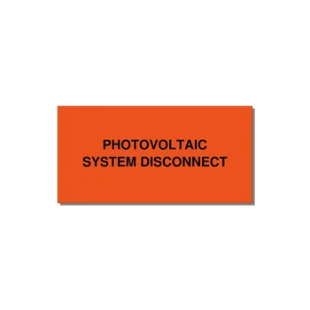 4.0x2.0" Disconnect Switch Label - PHOTOVOLTAIC SYSTEM DISCO — 4x2" Black on Orange, Adhesive