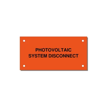 4.0x2.0" Disconnect Switch Label - PHOTOVOLTAIC SYSTEM DISCO — 4x2" Black on Orange, Holes