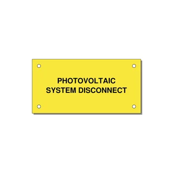 4.0x2.0" Disconnect Switch Label - PHOTOVOLTAIC SYSTEM DISCO — 4x2" Black on Yellow, Holes