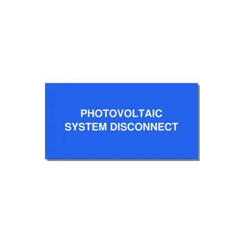 4.0x2.0" Disconnect Switch Label - PHOTOVOLTAIC SYSTEM DISCO — 4x2" White on Blue, Adhesive