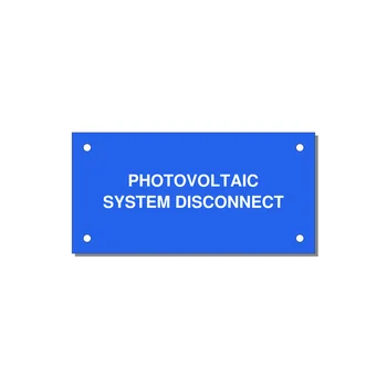 4.0x2.0" Disconnect Switch Label - PHOTOVOLTAIC SYSTEM DISCO — 4x2" White on Blue, Holes