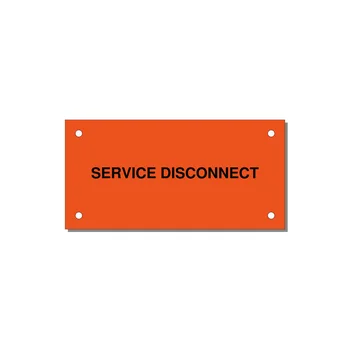 4.0x2.0" Disconnect Switch Label - SERVICE DISCONNECT — 4x2" Black on Orange, Holes