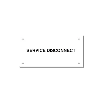 4.0x2.0" Disconnect Switch Label - SERVICE DISCONNECT — 4x2" Black on White, Holes