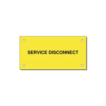 4.0x2.0" Disconnect Switch Label - SERVICE DISCONNECT — 4x2" Black on Yellow, Holes