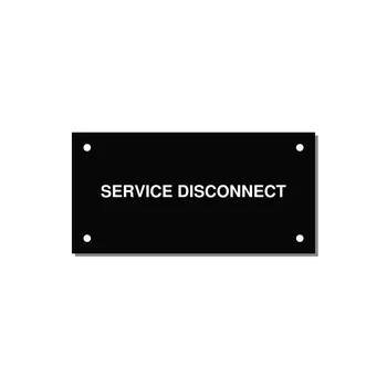 4.0x2.0" Disconnect Switch Label - SERVICE DISCONNECT — 4x2" White on Black, Holes