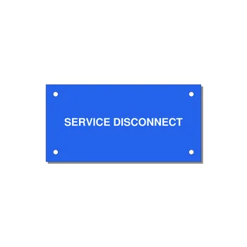 4.0x2.0" Disconnect Switch Label - SERVICE DISCONNECT — 4x2" White on Blue, Holes