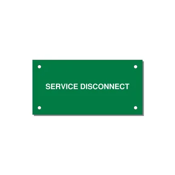 4.0x2.0" Disconnect Switch Label - SERVICE DISCONNECT — 4x2" White on Green, Holes