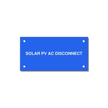 4.0x2.0" Disconnect Switch Label - SOLAR PV AC DISCONNECT — 4x2" White on Blue, Holes