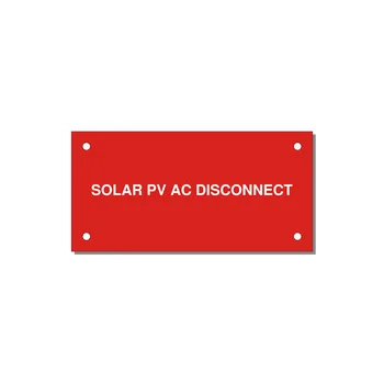 4.0x2.0" Disconnect Switch Label - SOLAR PV AC DISCONNECT — 4x2" White on Red, Holes
