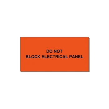 4.0x2.0" Electrical Safety Label - DO NOT BLOCK ELECTRICAL P — 4x2" Black on Orange, Adhesive