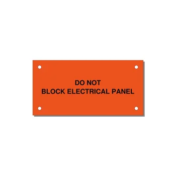 4.0x2.0" Electrical Safety Label - DO NOT BLOCK ELECTRICAL P — 4x2" Black on Orange, Holes