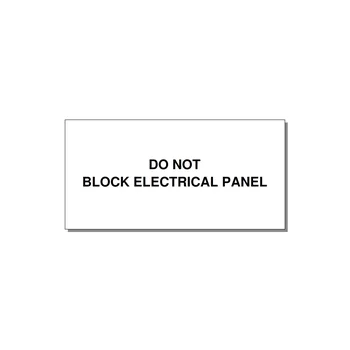 4.0x2.0" Electrical Safety Label - DO NOT BLOCK ELECTRICAL P — 4x2" Black on White, Adhesive