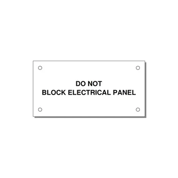 4.0x2.0" Electrical Safety Label - DO NOT BLOCK ELECTRICAL P — 4x2" Black on White, Holes