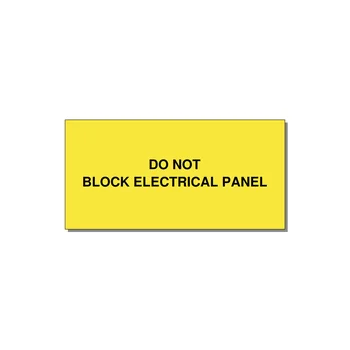4.0x2.0" Electrical Safety Label - DO NOT BLOCK ELECTRICAL P — 4x2" Black on Yellow, Adhesive