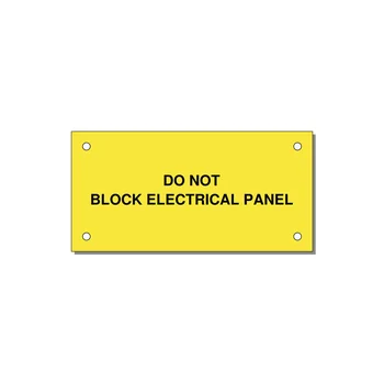 4.0x2.0" Electrical Safety Label - DO NOT BLOCK ELECTRICAL P — 4x2" Black on Yellow, Holes