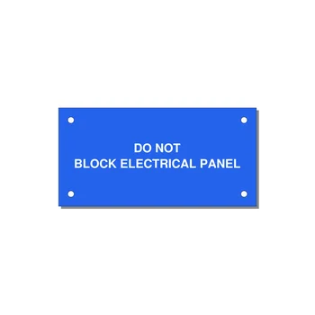 4.0x2.0" Electrical Safety Label - DO NOT BLOCK ELECTRICAL P — 4x2" White on Blue, Holes