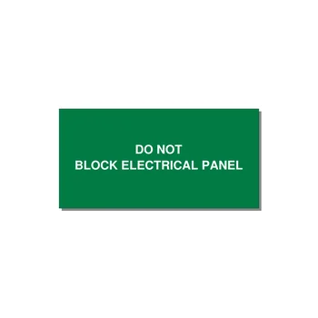4.0x2.0" Electrical Safety Label - DO NOT BLOCK ELECTRICAL P — 4x2" White on Green, Adhesive