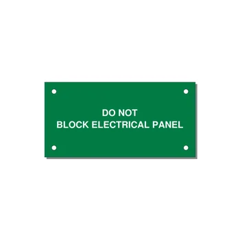 4.0x2.0" Electrical Safety Label - DO NOT BLOCK ELECTRICAL P — 4x2" White on Green, Holes