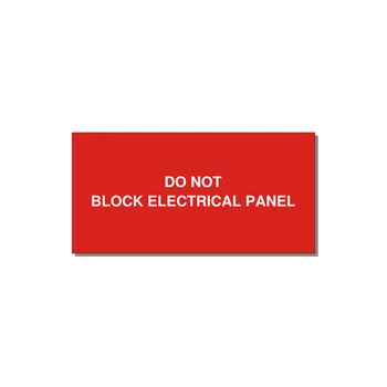 4.0x2.0" Electrical Safety Label - DO NOT BLOCK ELECTRICAL P — 4x2" White on Red, Adhesive