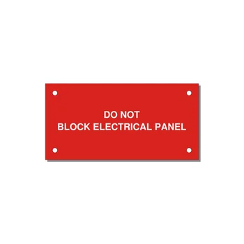4.0x2.0" Electrical Safety Label - DO NOT BLOCK ELECTRICAL P — 4x2" White on Red, Holes