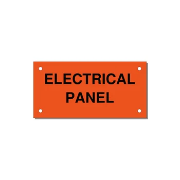 4.0x2.0" Electrical Safety Label - ELECTRICAL PANEL — 4x2" Black on Orange, Holes