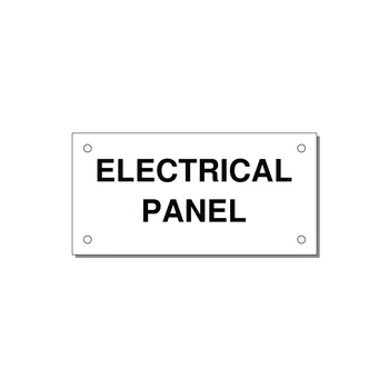 4.0x2.0" Electrical Safety Label - ELECTRICAL PANEL — 4x2" Black on White, Holes