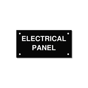 4.0x2.0" Electrical Safety Label - ELECTRICAL PANEL — 4x2" White on Black, Holes